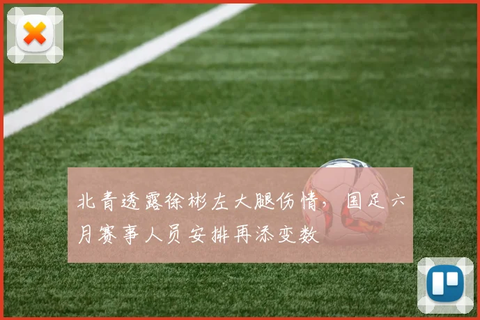 北青透露徐彬左大腿伤情，国足六月赛事人员安排再添变数